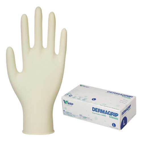 Перчатки латексные смотровые Dermagrip Classic D1503-10, 50 пар неопудренные, хлоринация L в Аптека Озерки