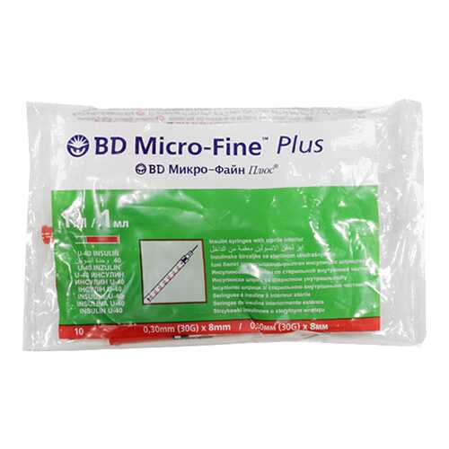 Шприц инсулиновый BD Micro-Fine Plus 1 мл 0,3 х 8 мм 10 шт. в Аптека Озерки