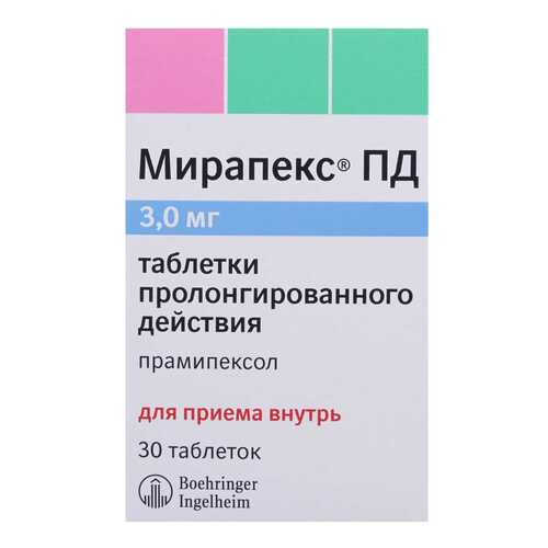 Мирапекс ПД таблетки 3 мг 30 шт. в Аптека Озерки