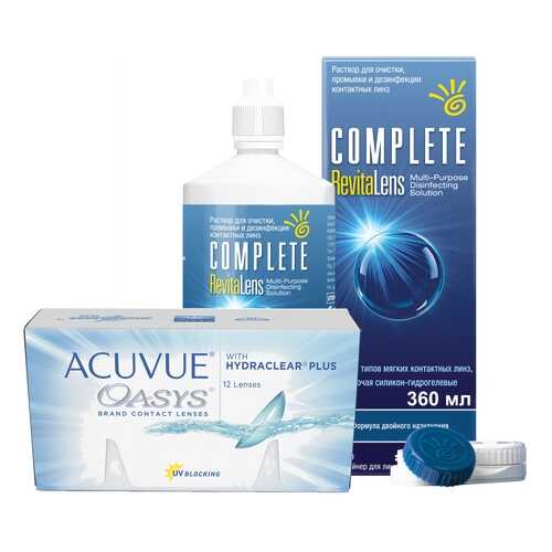 Контактные линзы Acuvue Oasys 12 линз R 8.8 -5.25 + Раствор Complete RevitaLens 360 мл в Аптека Озерки