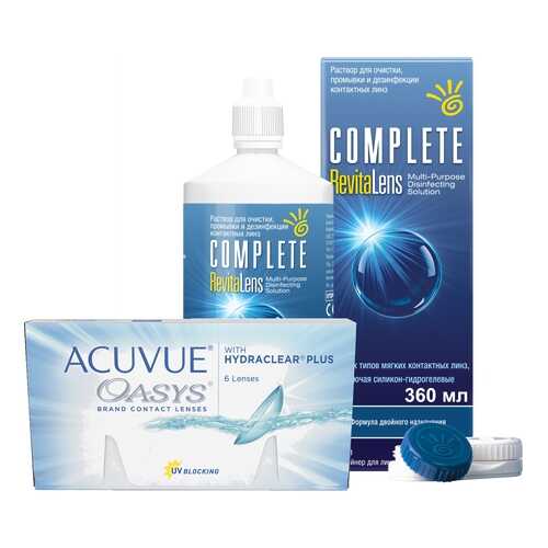 Контактные линзы Acuvue Oasys 6 линз R 8.8 +3.00 + Раствор Complete RevitaLens 360 мл в Аптека Озерки