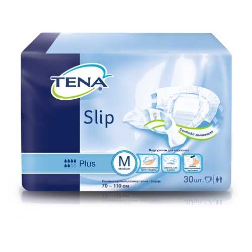 Подгузники для взрослых TENA Slip Plus М дыщащие 30 шт. в Аптека Озерки
