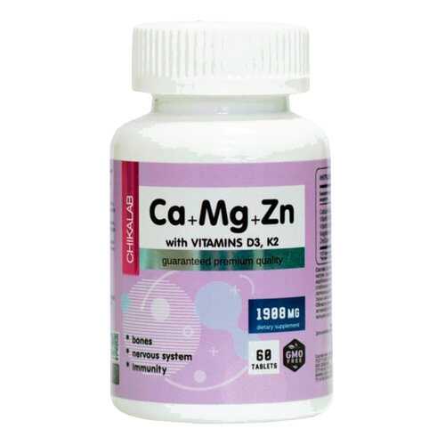Кальций-магний-цинк Chikalab BOMBBAR Calcium Zinc Magnesium + D3 K2 таблетки 60 шт. в Аптека Озерки